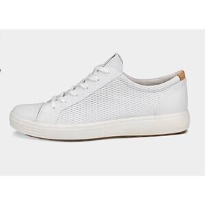 Ecco Men's Soft 7 Leather Sneaker White Size 12/12.5 US 46 EU NIB Lightweight